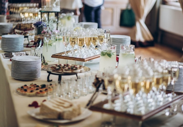 catering buffet table at event