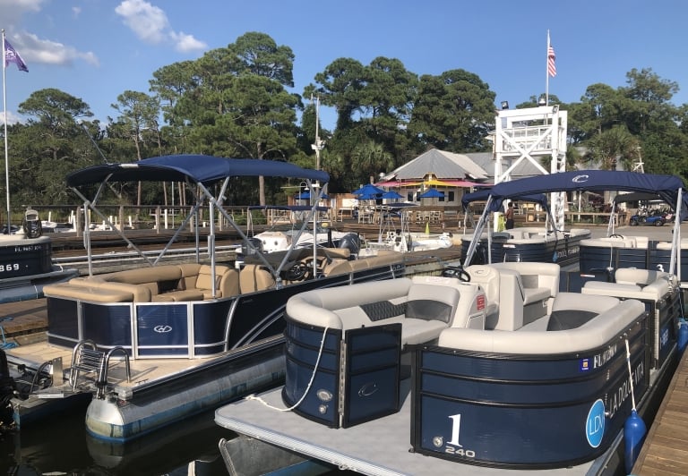 Pontoon boats at Sandestin Golf and Beach Resort