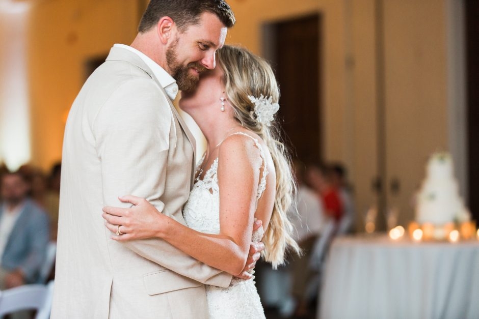 Bride and groom dancing