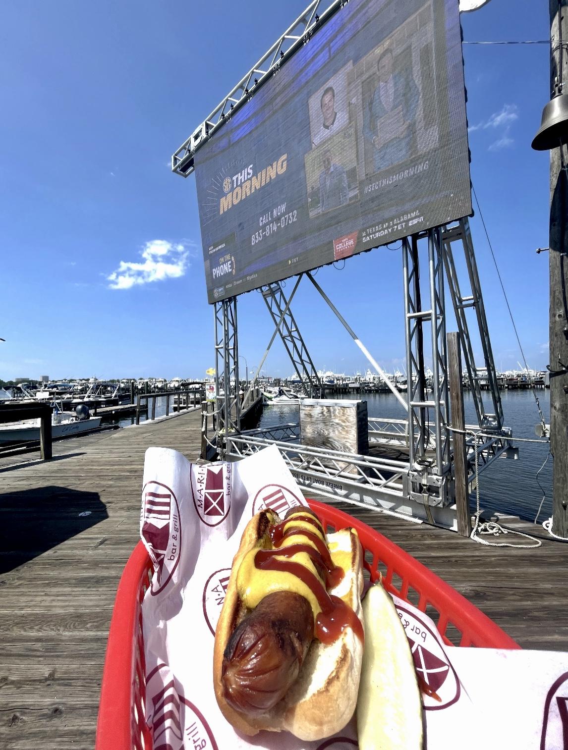 Hot dog at Marina Bar and Grill