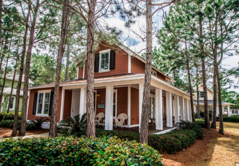 Exterior of a two bedroom lakeside cottage