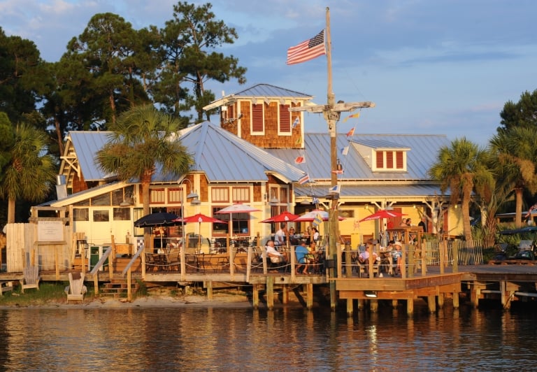 marina bar and grill as seen from the water